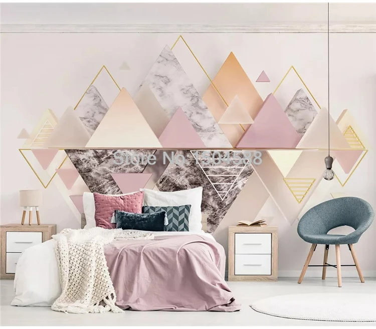 Настенная бумага на заказ Современная 3D геометрическая треугольная абстрактная художественная настенная живопись гостиная постельные