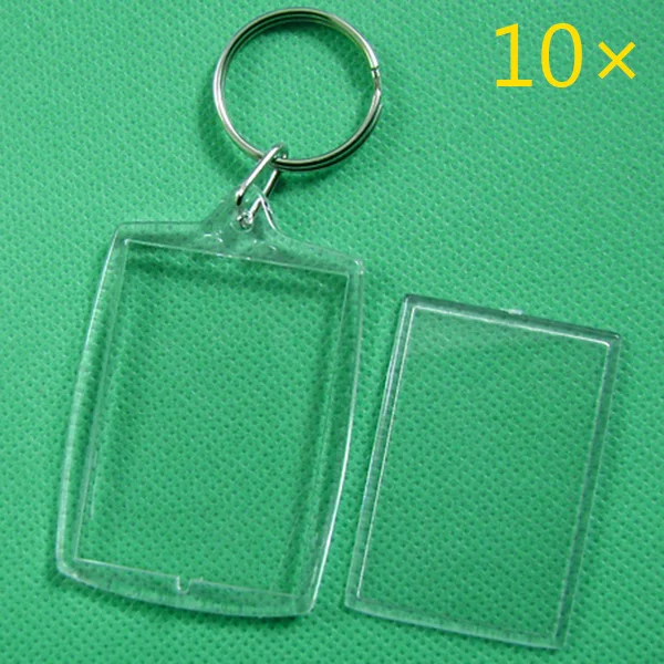 

10 Pcs Transparent Blank Photo Picture Frame Key Ring Split Ring 32x46mm Lockets keychain Gift C448 @M23