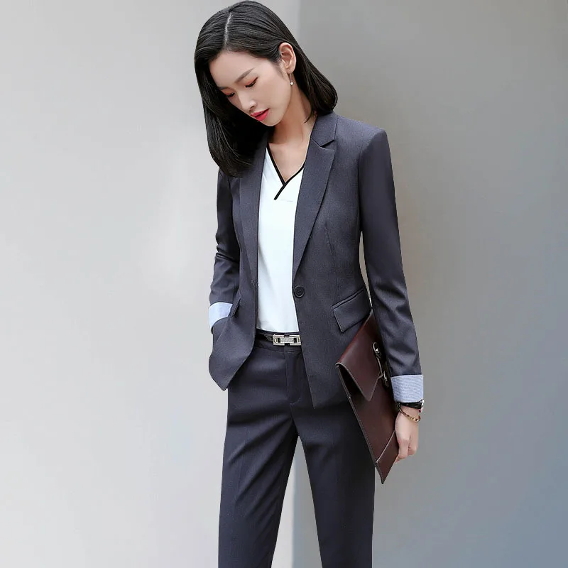 Formal Elegant female womens blazer tops and blouses business blazer and pants set Office lady jacket Work wear trouser suit set Formal Elegant female womens blazer tops and blouses business blazer and pants set Office lady jacket Work wear trouser suit set