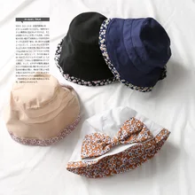 Винтажная корзина шляпа для Для женщин Спорт на открытом воздухе кепки в стиле хип-хоп с цветочным принтом Двусторонняя летняя шляпа хлопок Рыбалка Панама для шляпа большой бант