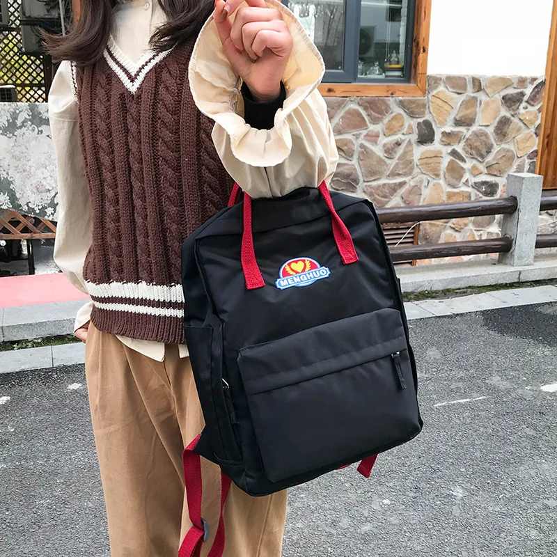 MENGHUO Panelled 2018 Women Canvas Backpack School bag for Girl Ladies Teenagers Casual Travel bags Schoolbag Backpack Mochila (33)