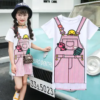 

2020 New Fashion Casual Summer Girls T Shirt Dress Cute Kids Cartoon Dresses For Girl Children's Teenage Clothing For Students