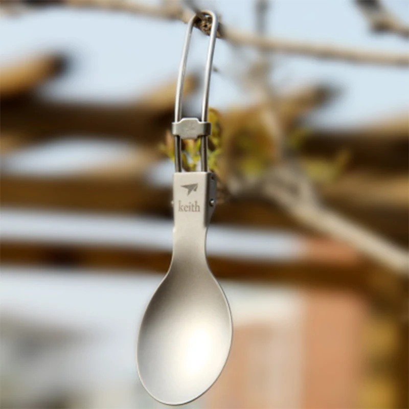 

Keith Titanium Spoon Camping Cutlery Outdoor Tableware Foldable Portable 18g Christmas Gift w/ Bag Ti5302