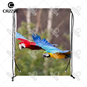 

A Couple of Scarlet Macaw parrot flying Pattern Print Custom individual Nylon fabric Drawstring Backpack gift bag