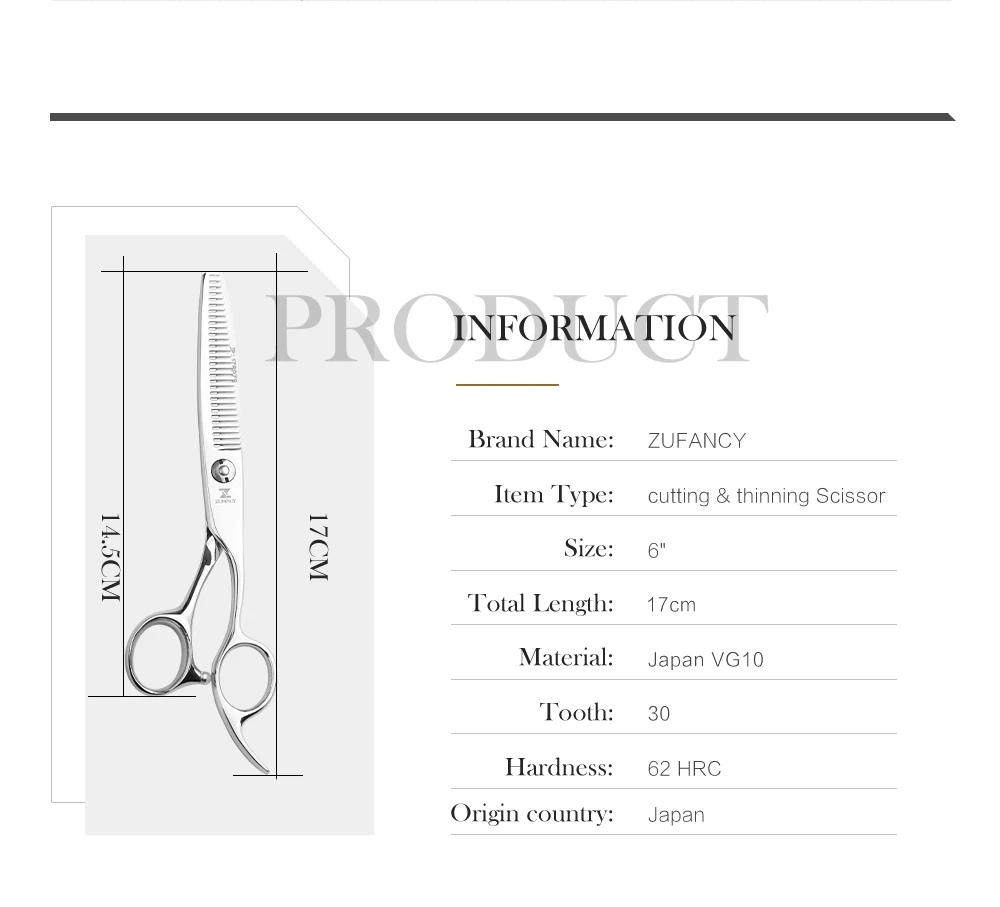 Zufancy Дизайн Профессиональный высокого качества Японии VG10 6 дюймов Ножницы Парикмахерские резки и филировочные ножницы парикмахера zf-011