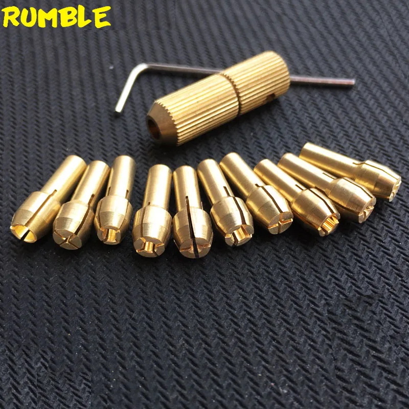 

10pcs/Set 0.5-3.2mm Small Electric Drill Bit Collet Micro Twist Drill Chuck Set Diameter 3.17mm Copper Cap DIY Motor Hand Drill