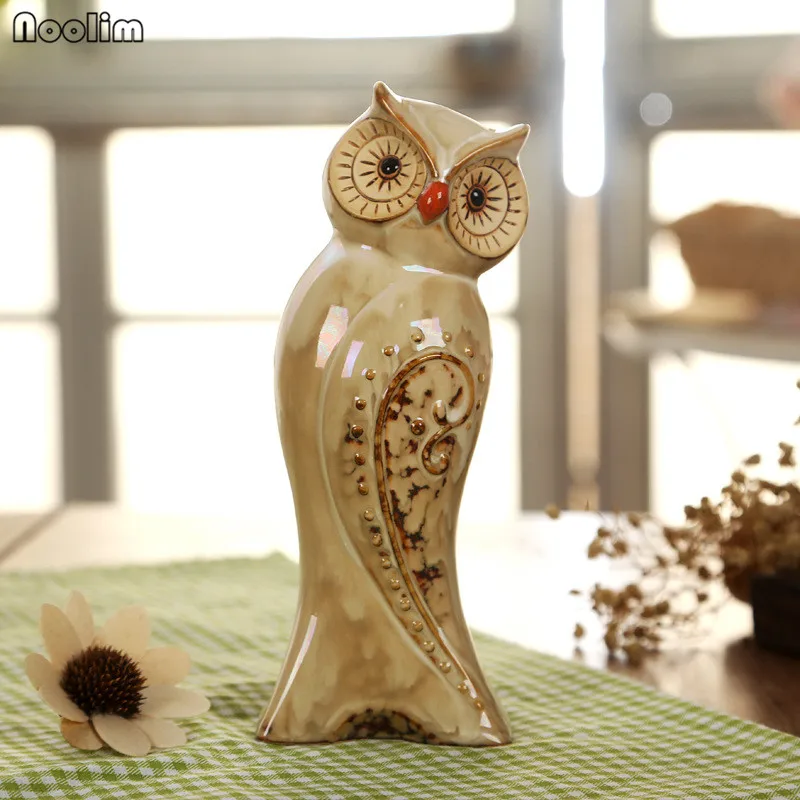 NOOLIM 3pcs/Set Owl Family Figurines Miniatures Lovely Ornament Home Decor Creative Animal Crafts Home Decor Accessories Gift