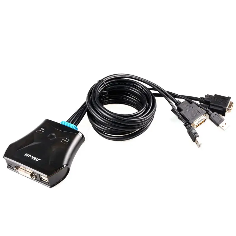 Новый Дизайн mt-Lamoda 2 Порты и разъёмы DVI KVM SWITCH USB с проводной смарт-руководство расширения рабочего стола коммутатора и оригинальный кабель