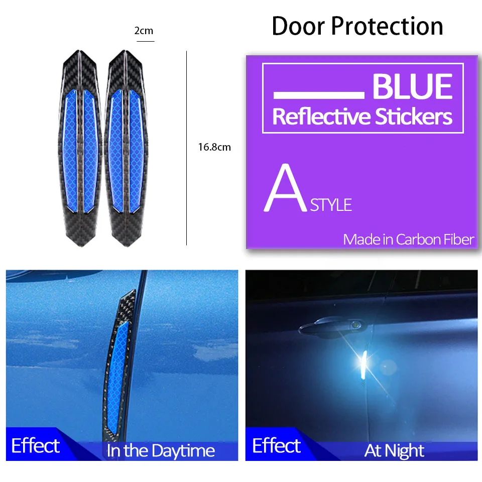 Колеса автомобиля брови двери боковая Светоотражающая Защитная Наклейка для Subaru Impreza XV hyundai Solaris tucson I30 creta Kia Rio 3 Ceed - Название цвета: Door Black Blue