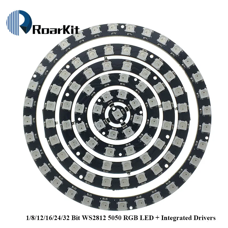 Светодиодное кольцо RGB 1 3 4 7 8 9 12 16 24 32 бит LED s WS2812 5050 светодиодная кольцевая лампа