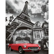 Башня Спорт car.40 x 50 см, живопись по номерам, DIY, стены искусства, украшения гостиной, декорации, фигуры, животных, цветов, мультфильм