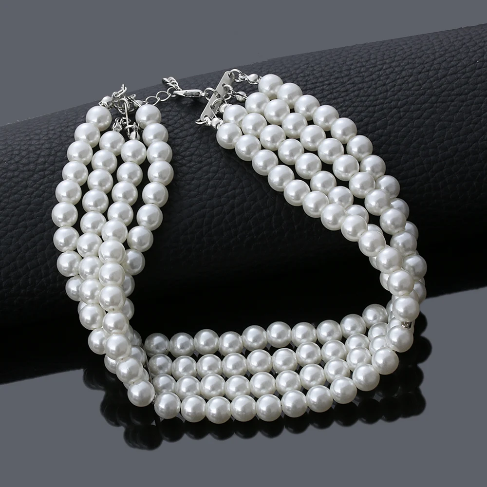2020 Fashion Jewelry Multi Layer Chains Imitation Pearl Necklaces For Women Party Wedding Bride Necklace Collar Choker brincos