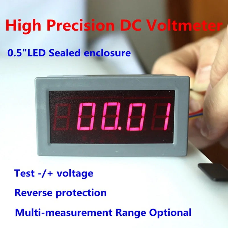 DC Цифровой вольтметр напряжения Панель метр Красный светодиодный дисплей 0,5" 5 цифр четыре провода Высокая точность диапазон+/-200 мВ 2 в 200 в 600 в