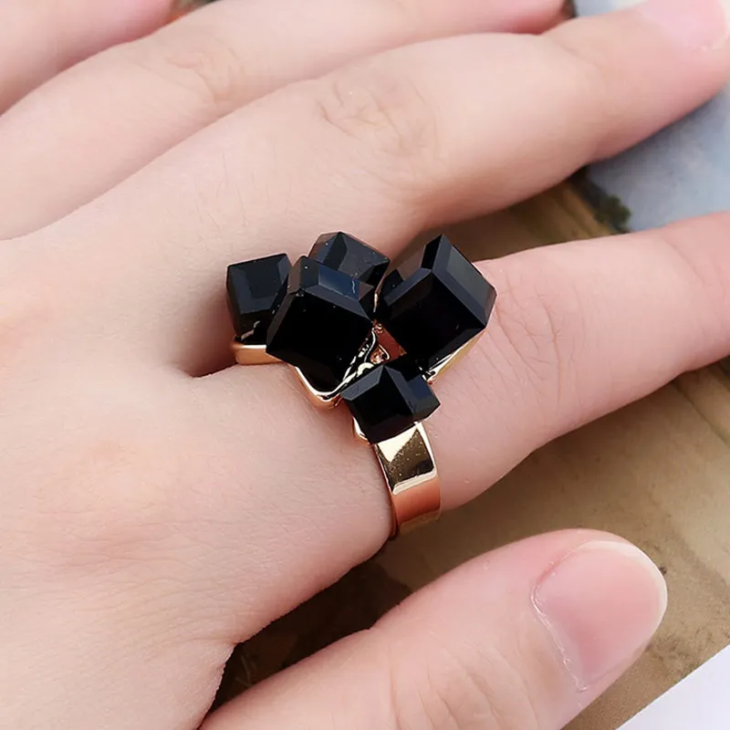 Crystal Black Party Open 1PC Knuckle Finger Midi Rings Rhinestone Punk Adjustable Beautiful Rings Girls Exquesite Opening Gold