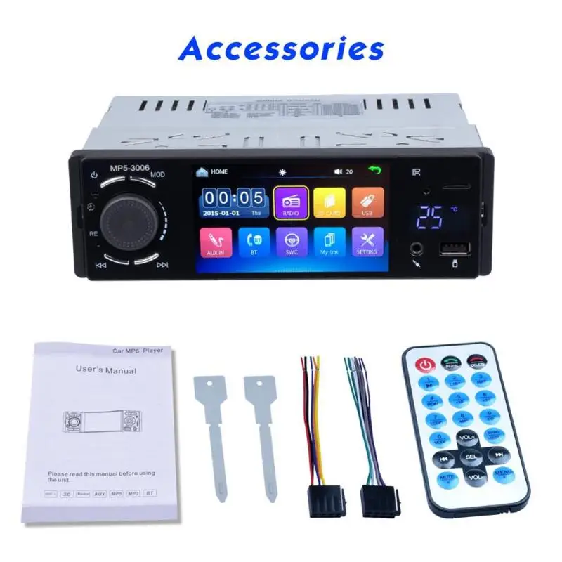 Sale VODOOL 3006 Car Radio 1 Din 4.1 inch Touch Screen Stereo MP5 Player Autoradio FM BT USB TF AUX LED Temperature Multimedia Player 7