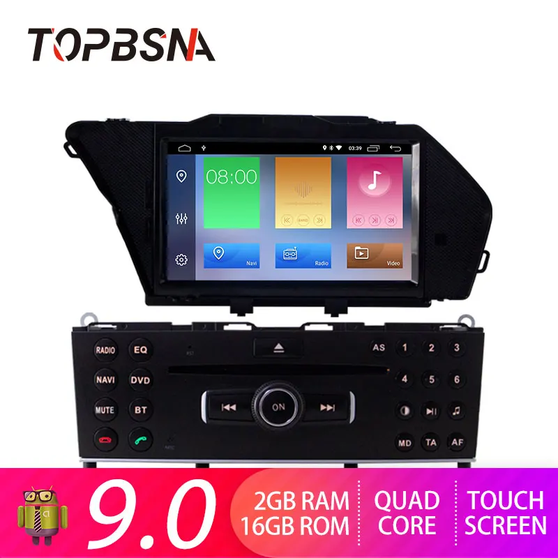 

TOPBSNA 1 Din Car DVD Player Android 9.0 FOR BENZ GLK/GLK X204/GLK 300/GLK 350 GPS Car Multimedia Radio Audio headunit WIFI RDS