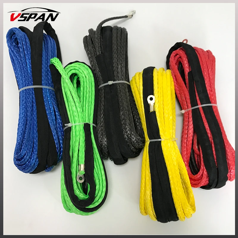 100ft 10mm 23000LB Synthetic Winch Rope Hook Hawse Fairlead Tow Cable Offroad