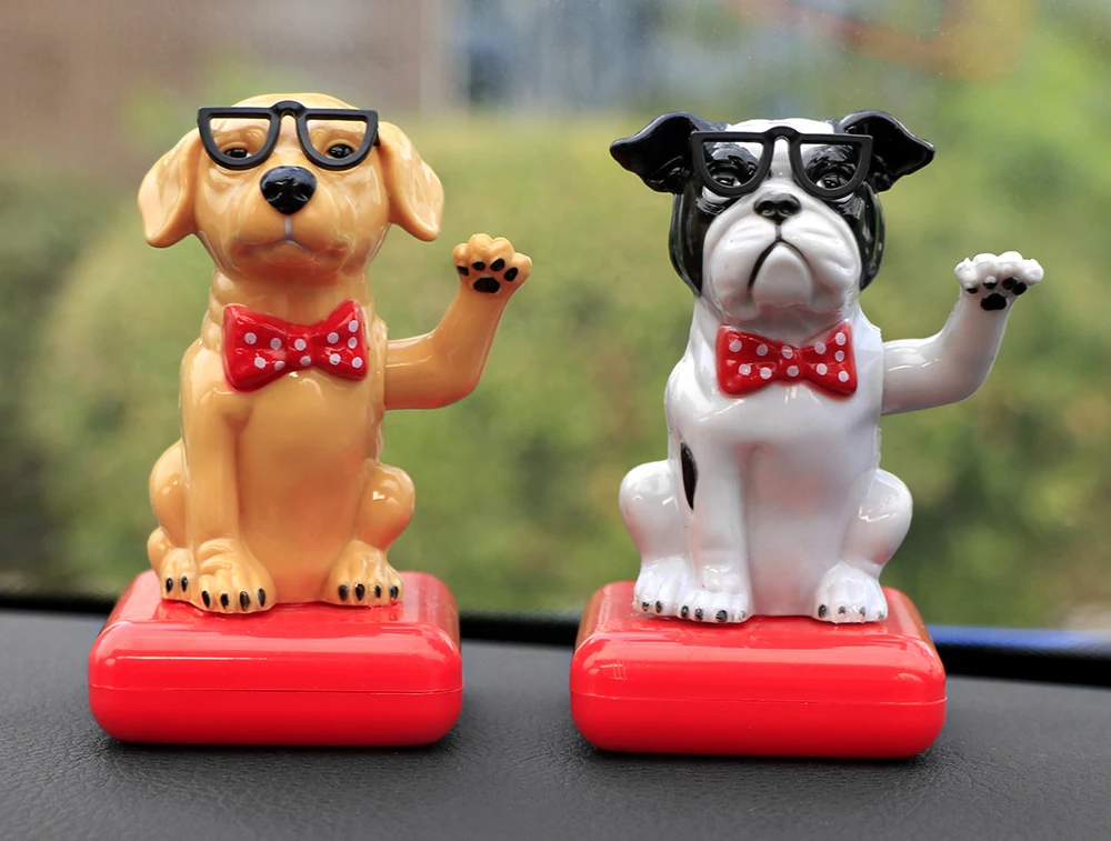 Автомобильный орнамент ABS на солнечных батареях качающаяся голова для собак Автомобильные украшения игрушки для приборной панели Авто декоративная собака декорированная кукла подарок