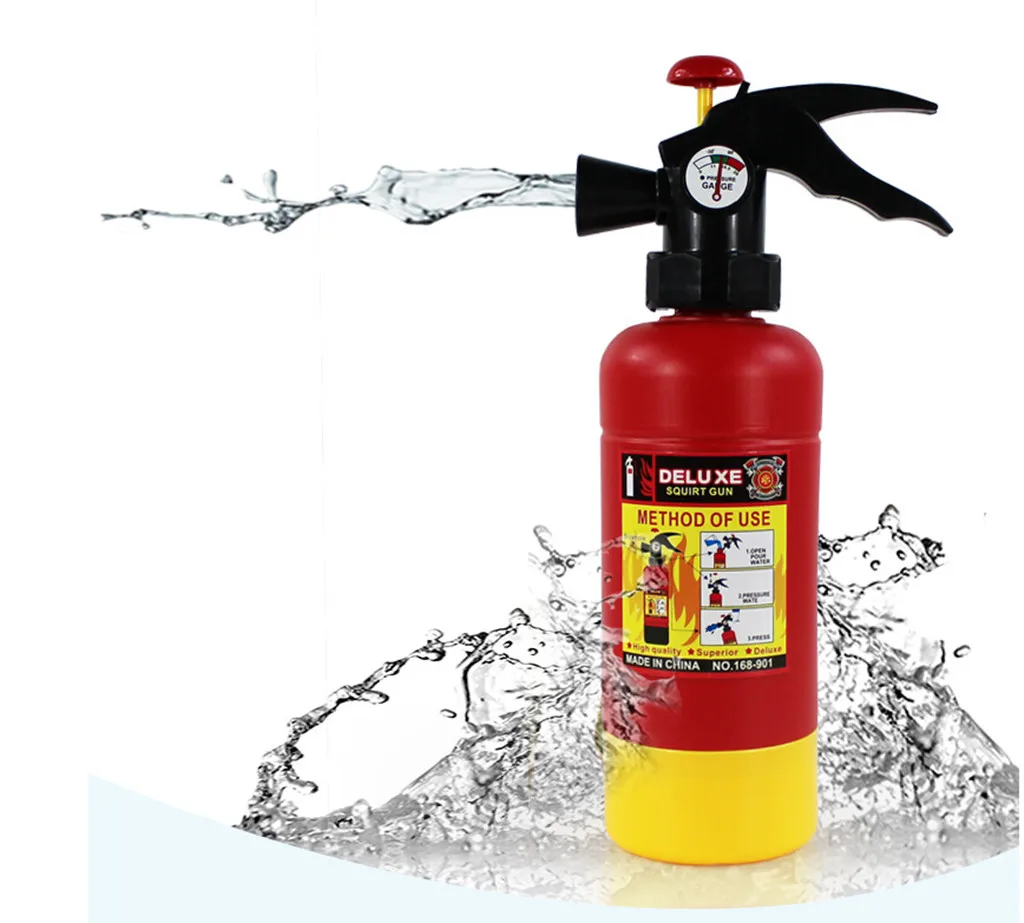 One Piece Practical Plastic Fire Extinguisher Shaped Simulation Squirt Water Guns Toy for Kids Children Summer Funny Toy