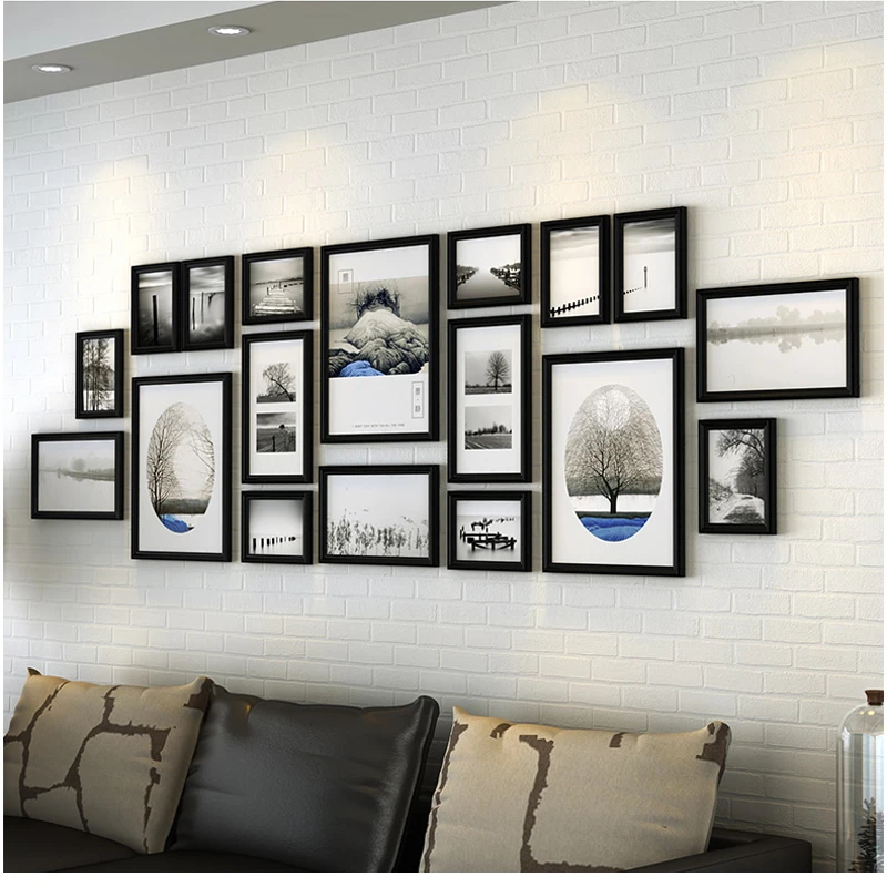 

18 Pieces/Set Picture Frames Wood Frames Luxurious Photo Frames Combination For Family Modern Wall Photo Frames