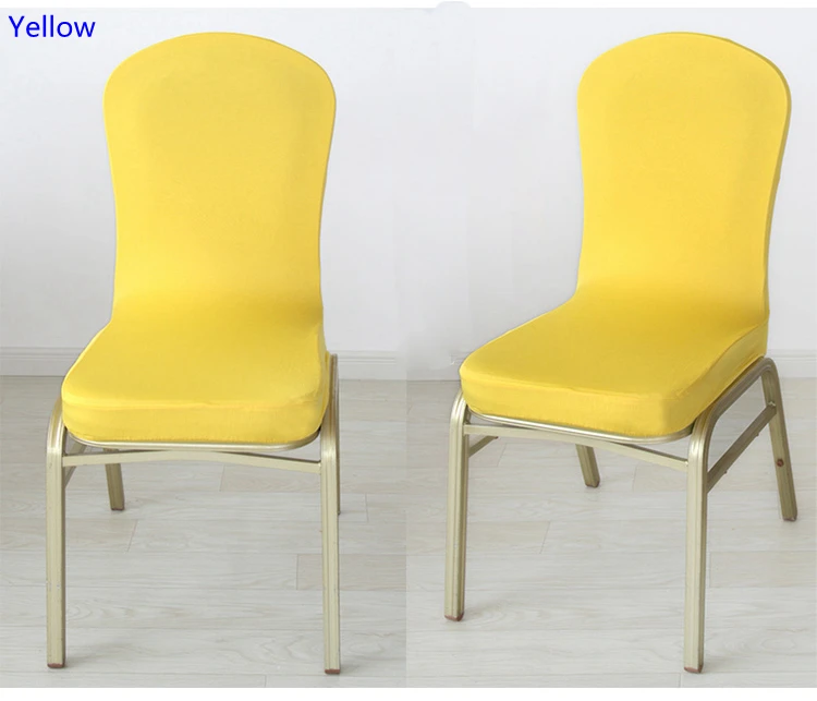 Yellow colour spandex half chair covers for wedding chair decoration