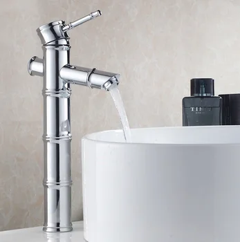 

Bamboo Chrome Tall Solid Brass Bathroom Vanity Sink / Basin Crane / Torneira Banheiro Cozinha Faucet Mixer Tap (HJ-6657L)