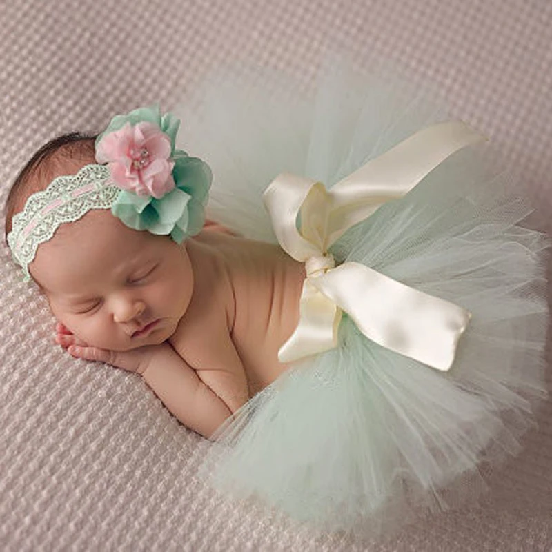 Одежда для новорожденных девочек цветочный ободок для волос, для девочек Сетчатое бальное платье с юбкой-пачкой Опора Одежда для малышей Комплект MU986703