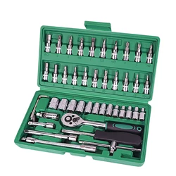 2022new ferramenta de reparo do carro 46 pçs 1/4 Polegada conjunto soquete ferramenta de reparo do carro chave de torque catraca combinação kit ferramentas reparação automática conjunto de ferramentas