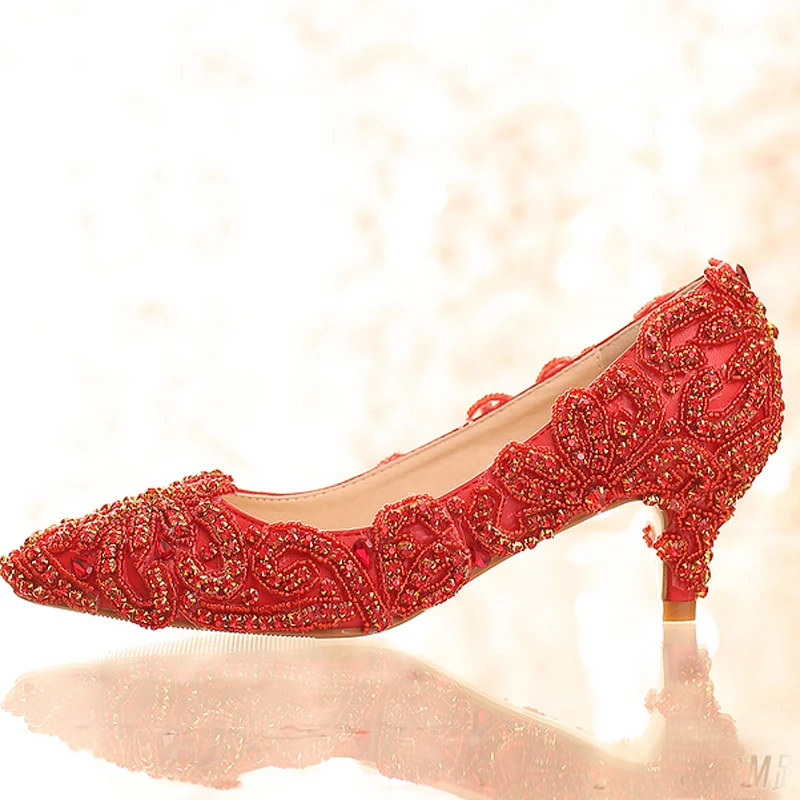 Gorgeous High Heels Pointed Toe font b Women b font Shoes Bright Formal Dress ShoesRed Color