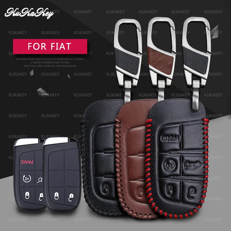 

Leather Key Cover Fob Case Shell For JEEP Grand Cherokee Dodge JCUV dart Journey Chrysler 300C Fiat Remote Smart Fob Cover