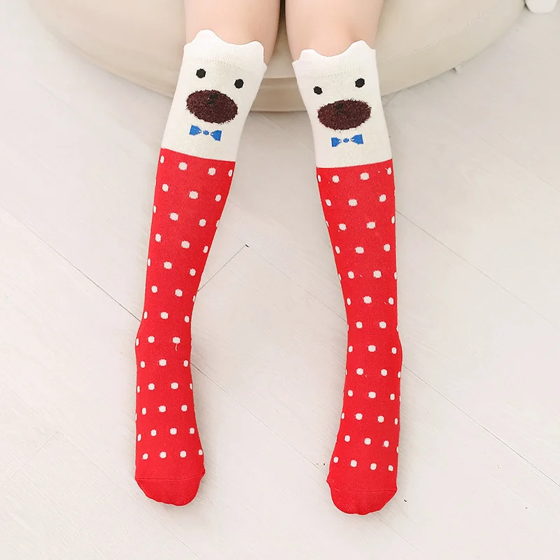 Модные весенние носки без пятки для девочек, 42 см милые длинные хлопковые носки в Корейском стиле с рисунком кота для детей 8-12 лет - Цвет: 4