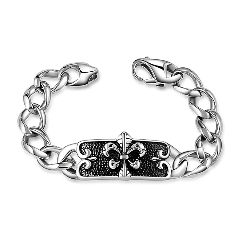 

2019 Pulseira Masculina Dongguan Men's Steel Jewelry Rough Chain Bracelet Suspension Brand Bossy Punk Hexagonal Flower Ce520