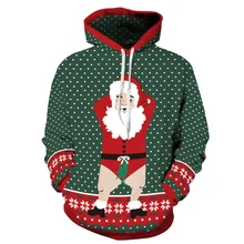 Women/Men Sport Sweatshirt Hoodies Dot Print Sportwear Christmas Santa Hoody Tops Pocket Autumn Pullover Running Hooded Sweaters