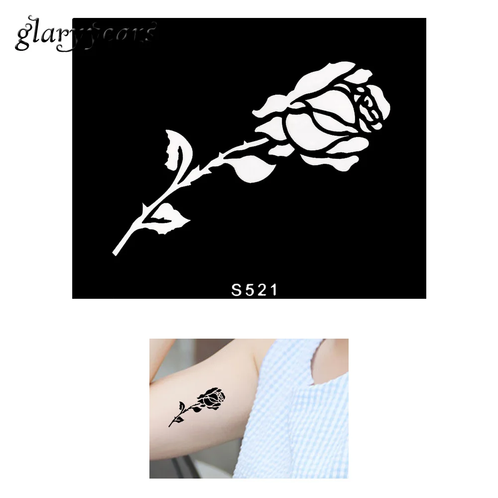 Petit Dessin Tatouage A Imprimer Petit pochoir de tatouage au henné indien jetable, 1 pièce, motif Rose,  dessin coloré pour femmes, Art corporel, S521 | AliExpress