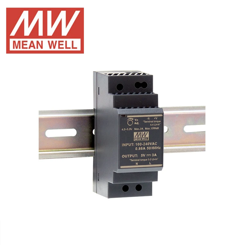 Mean Well HDR-30-24 Fuente de alimentación 1 Salida de 30 W Montaje en Carril DIN 24 V 1,5 A para Uso Industrial