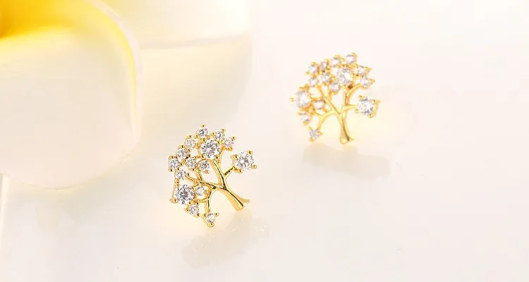 Дизайн кристалл гвоздики дерево серьги 925 пробы серебро/золото/розовое золото серьги гвоздики для женщин Brincos