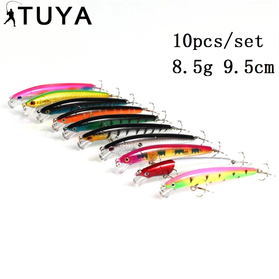 10pcs/set Short Wobblers Minnow Fishing Lure Casting JerkBait wobbler trolling Jerk Baits Floating Artificial Bait 8.5g 9.5cm | Спорт и
