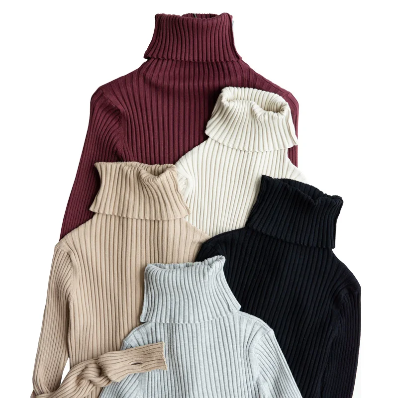 Buy Basic High Neck Turtleneck Women Ribbed Sweater