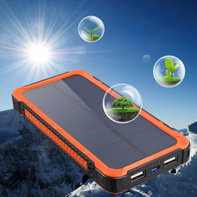 DCAE New Arrivals Travel Waterproof Solar Power Bank 12000mAh Dual USB