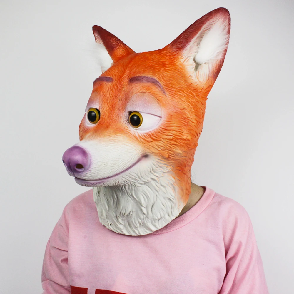 Fox Mask 2016 Movie Cosplay Mask Latex Zootopia Fox Nick Wilde Nick Wilde Helmet Nick Halloween Costume Prop Accessories (7)