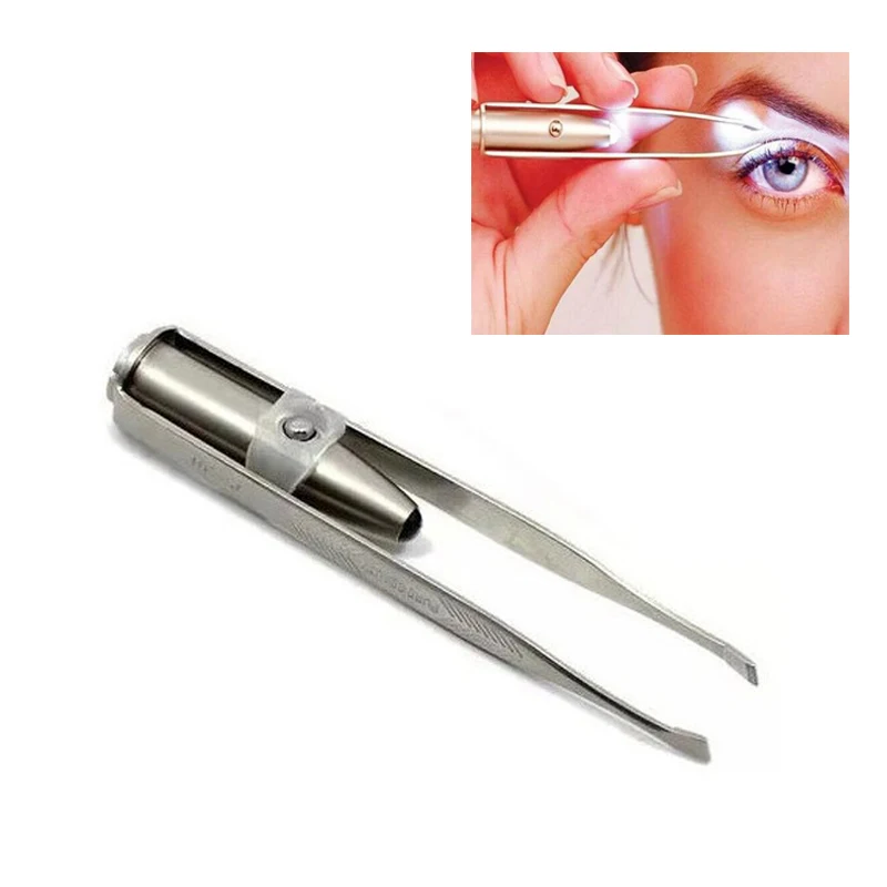 

Eyebrow Tweezers Wimper Pincet Eyelash Extension Tweezers Stainless Steel Lash Eyebrow Clip With LED Make Up Tools