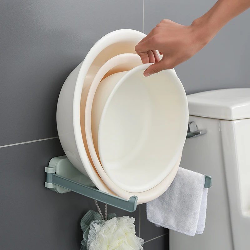 

Creative Wall Washbasin Hooks Bathroom Creative Traceless Staircase Strong Wall Mounted Basin Rack Hanging Frame 25.7*9.7*4.5cm