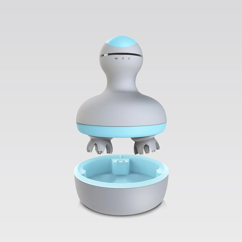 Мини 3D голова двухсторонняя окружение мощность головы массажер четыре колеса вращения дизайн двойной Driectional круг массаж влажной и сухой двойного назначения - Цвет: Gray
