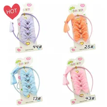 7 цветов 500 шт. дети бантом ручной работы ребристой Лентой Группы бантом держатель волос веревки сетки Пряжа талии лук шпилька