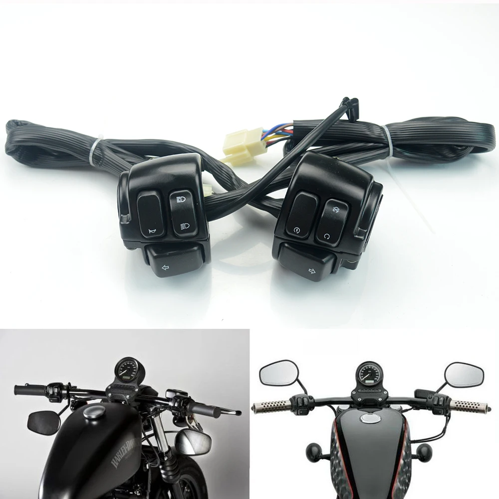 Motorcycle 1" 25mm Handlebar Control Switch With Wiring Harness For
