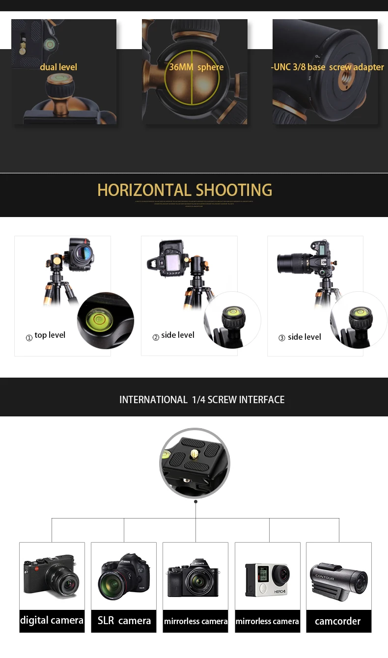 ЧПУ процесс прочный dslr камера штатив и 2 в 1 штатив с моноподом использование для Canon мм и 1580 мм штатив с уровнем и компасом стенд