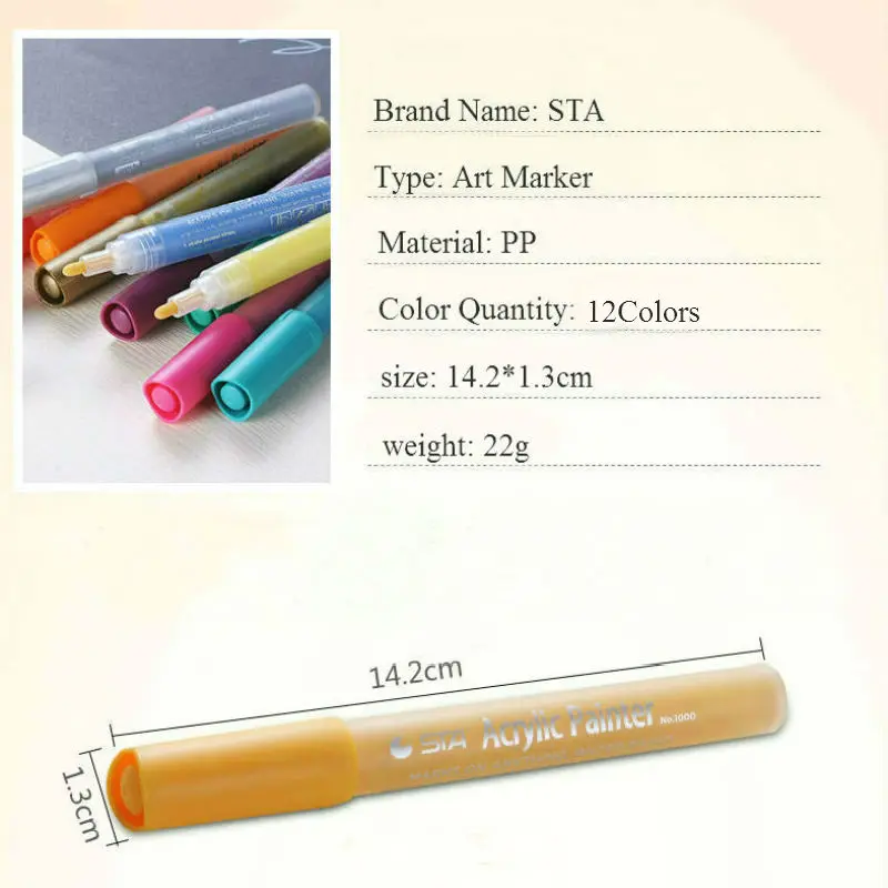 12 цветов художественная Ручка Акриловая Краска Ручка для рисования эскизная ручка канцелярские принадлежности DIY Набор мультяшных красок школьные принадлежности для рисования