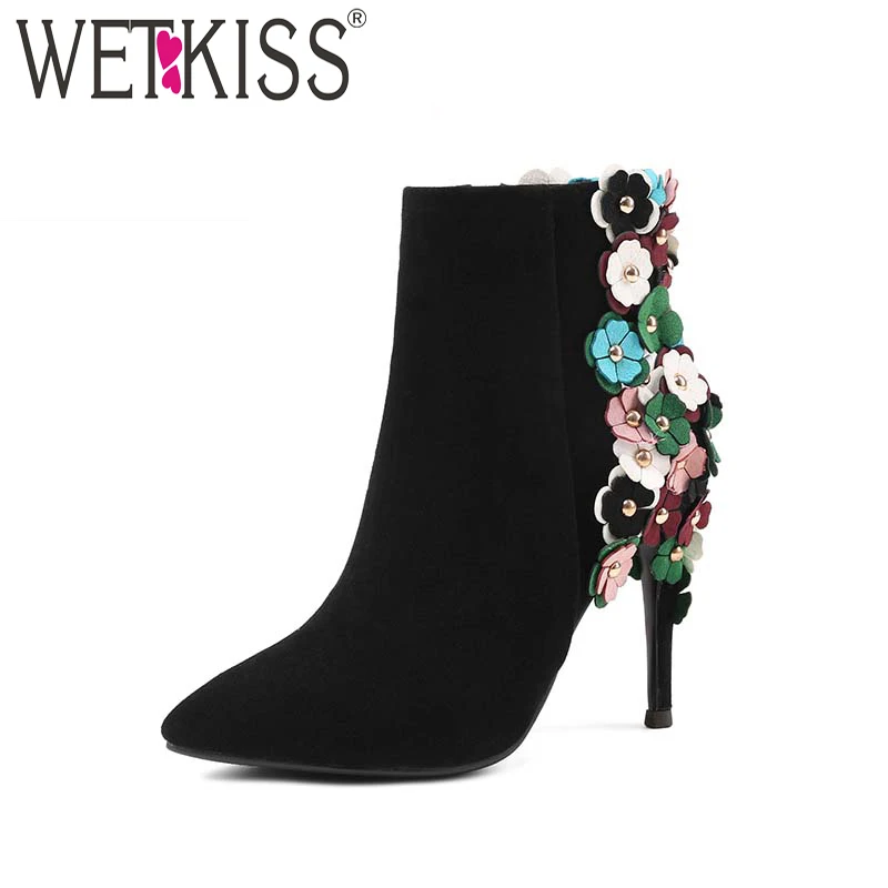 WETKISSElegantBootsSexyHighHeelsGenuineLeatherLadiesShoes