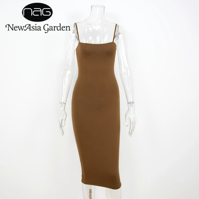 NewAsia Garden Double Layers Cotton Bodycon Dress - Women's Summer Midi Tight Party Long Dress, Sexy Club Slip Dresses image 5