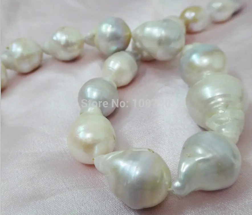 

Jewelr 003938 AUSTRALIAN SOUTH SEA GENUINE WHITE NUCLEAR PEARL NECKLACE 14KGP